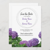Save The Date Élégant Violet Hydrangea Mariage Enregistrer La Da (Devant / Derrière)