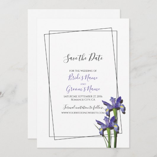 Save The Date Élégant Violet Iris Mariage Enregistrer La Date (Devant / Derrière)