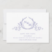 Save The Date Élégant violet Mariage de monogramme (Devant)