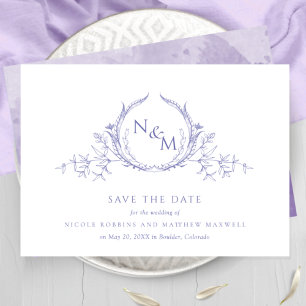 Save The Date Élégant violet Mariage de monogramme