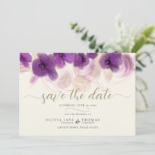 Save The Date Elégant violet orchidée moderne Boho Mariage éléga (Debout devant)