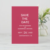Save The Date Élégant Viva Magenta Script Mariage (Debout devant)