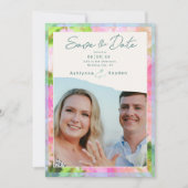 Save The Date Elegant Watercolor Pink Hydrangea Garden Wedding (Devant)