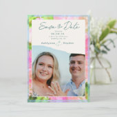 Save The Date Elegant Watercolor Pink Hydrangea Garden Wedding (Debout devant)