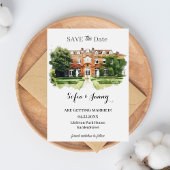 Save The Date Elegant Watercolor Wedding Venue Sketch