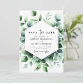 Save The Date Elégant Whimsical Eucalyptus Mariage numérique (Debout devant)