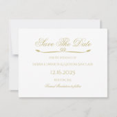 Save The Date Élégant White Gold Script Simple Heart Mariage (Devant)