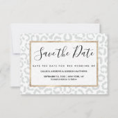 Save The Date Elegant White Gray Leopard Cheetah Animal Print (Devant)