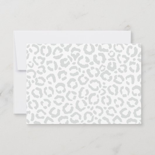 Save The Date Elegant White Gray Leopard Cheetah Animal Print (Dos)