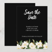 Save The Date Elegant White Magnolia (Devant / Derrière)