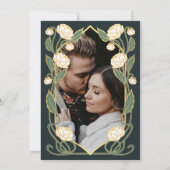 Save The Date Elegant White Peony Art Nouveau Wedding Photo (Dos)