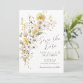 Save The Date Elegant Wildflower Yellow Floral Wedding (Debout devant)