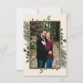 Save The Date Elegant Winter Berries Pine Ivory Wedding Photo (Devant)