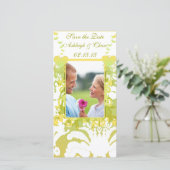Save The Date Elegant Yellow & Lime Damask Enregistrer la date (Debout devant)