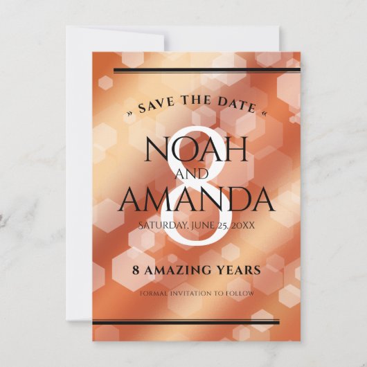 Save The Date Élégante 8ème anniversaire du Mariage de bronze (Devant)