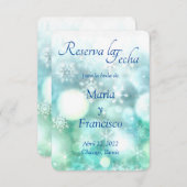 Save The Date Elegante Acuarela Copo de Nieve Reserva la Fecha (Devant / Derrière)