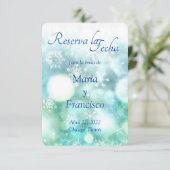Save The Date Elegante Acuarela Copo de Nieve Reserva la Fecha (Debout devant)