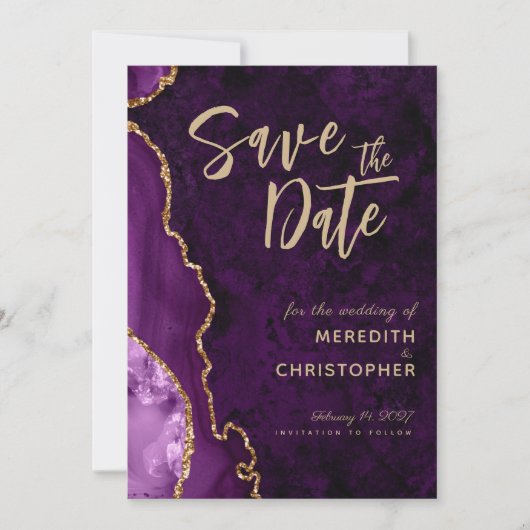 Save The Date Élégante Agate violet Enregistrer la date (Devant)