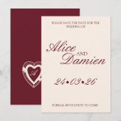 Save The Date Élégante Annonce de Date de Mariage à l'Ancienne (Devant / Derrière)