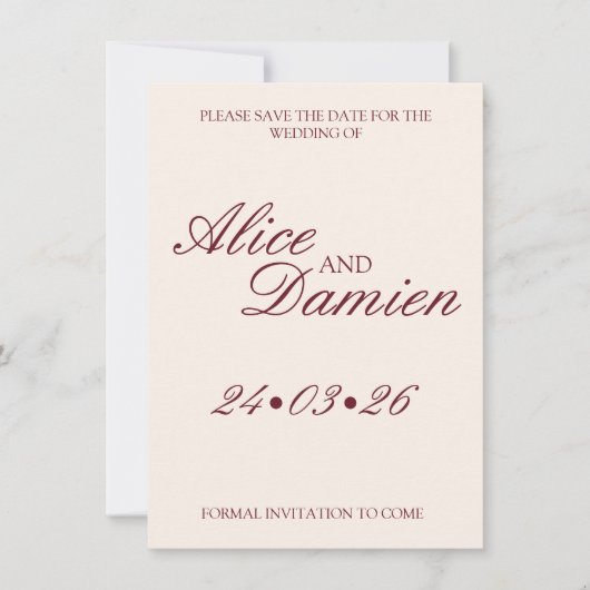 Save The Date Élégante Annonce de Date de Mariage à l'Ancienne (Devant)