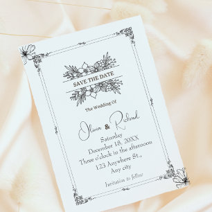 Save The Date Élégante annonce de mariage florale pour sauver la