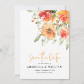 Save The Date Elégante aquarelle Apricot Floral (Devant)