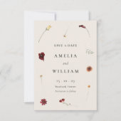 Save The Date Elégante aquarelle automne Fleur sauvage Mariage d (Devant)