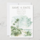 Save The Date Elégante aquarelle Beach Mariage (Devant)