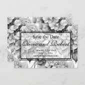 Save The Date Elégante aquarelle blanche grise noire (Devant / Derrière)