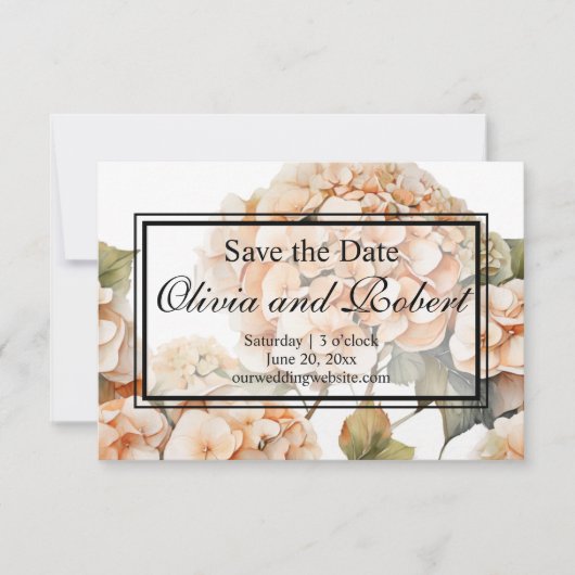Save The Date Elégante aquarelle blanche vert orange boho (Devant)