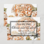 Save The Date Elégante aquarelle blanche vert orange boho (Devant / Derrière)