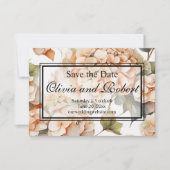 Save The Date Elégante aquarelle blanche vert orange boho (Devant)