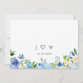 Save The Date Elégante aquarelle bleu Hydrangea Mariage floral (Dos)