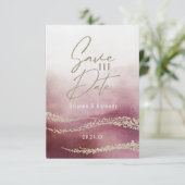 Save The Date Elégante aquarelle Bourgogne & Or Enregistrer la d (Debout devant)