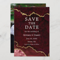 Elégante aquarelle Burgundy Marble Geode Photo