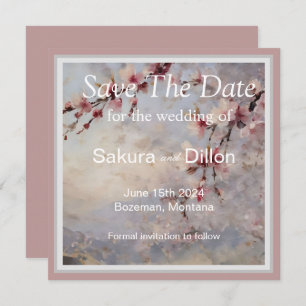 Save The Date Elégante aquarelle cerise en fleurs