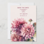Save The Date Elégante Aquarelle Corail Et Mariage Dahlia Rose (Devant)