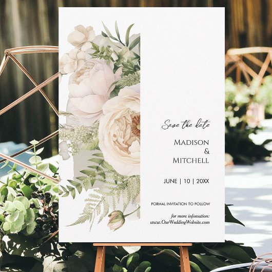 Save The Date Elégante aquarelle de bouquet de fleurs blanches
