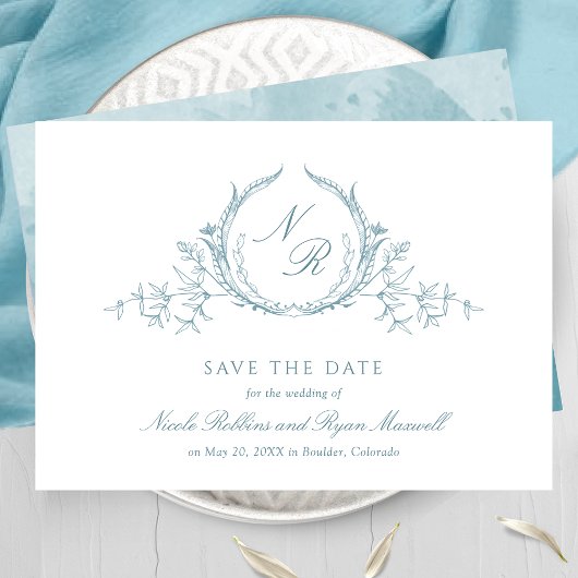 Save The Date Élégante aquarelle en verre de mer Monogramme call