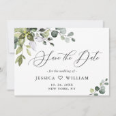 Save The Date Elégante aquarelle Eucalyptus Floral Mariage PHOTO (Devant)
