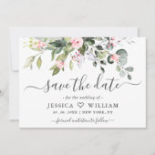 Save The Date Elégante aquarelle Eucalyptus Mariage de verdure (Devant)