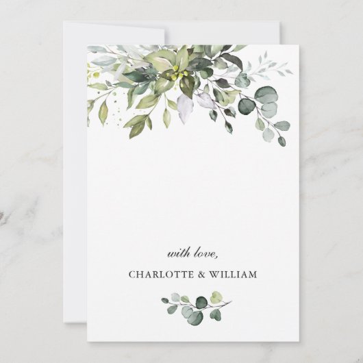 Save The Date Elégante aquarelle Eucalyptus Mariage vert (Dos)