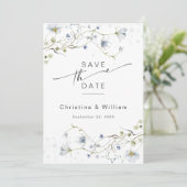 Save The Date Elégante aquarelle Fleur sauvage d'hiver Mariage (Debout devant)