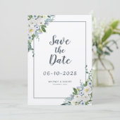 Save The Date Elégante aquarelle Floral Greenery Mariage Grey (Debout devant)