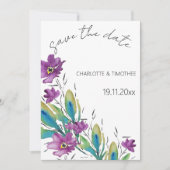 Save The Date Elégante aquarelle florale bohème peinte à la main (Devant)