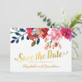Save The Date Elégante aquarelle florale Or blanc Enregistrer la (Debout devant)