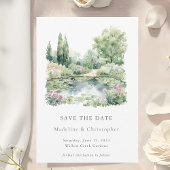 Save The Date Elégante aquarelle Jardin d'été Paysage Mariage