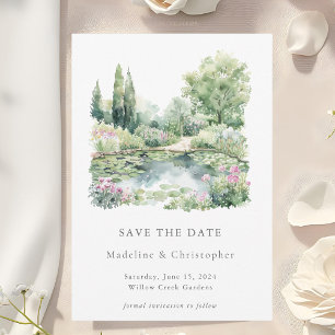 Save The Date Elégante aquarelle Jardin d'été Paysage Mariage