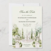 Save The Date Elégante aquarelle Manor Jardin Mariage (Devant)