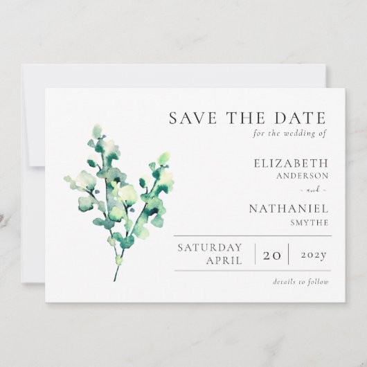 Save The Date Elégante aquarelle Mariage (Devant)